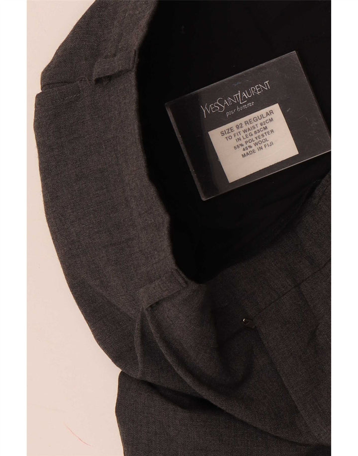 Yves Saint Laurent Herre lige jakkesæt bukser W36 L30 Grå polyester