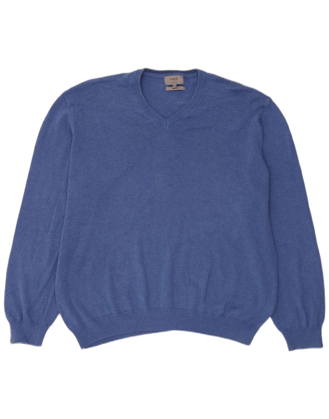 Marks & Spencer Herre V-hals sweater 3XL blå bomuld