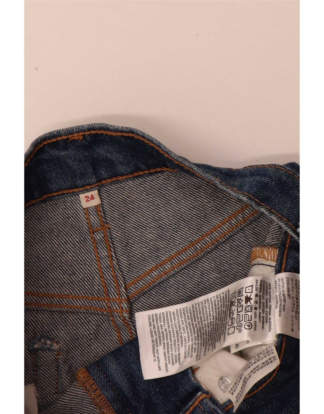 Levi's Dame Distressed Denim Nederdel W24 XS Blå Bomuld