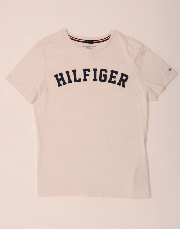 Tommy Hilfiger Herre grafisk T-shirt Top Medium Hvid Bomuld