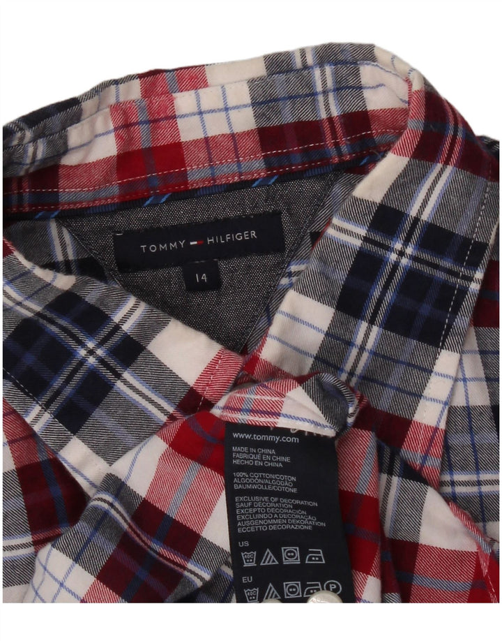 TOMMY HILFIGER Boys Graphic Shirt 13-14 Years Multicoloured Plaid Cotton
