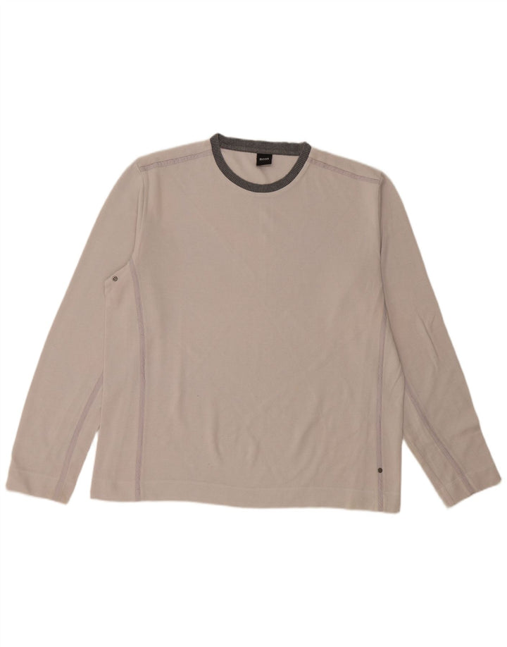 HUGO BOSS Herre Top Langærmet XL Off White Colourblock Bomuld