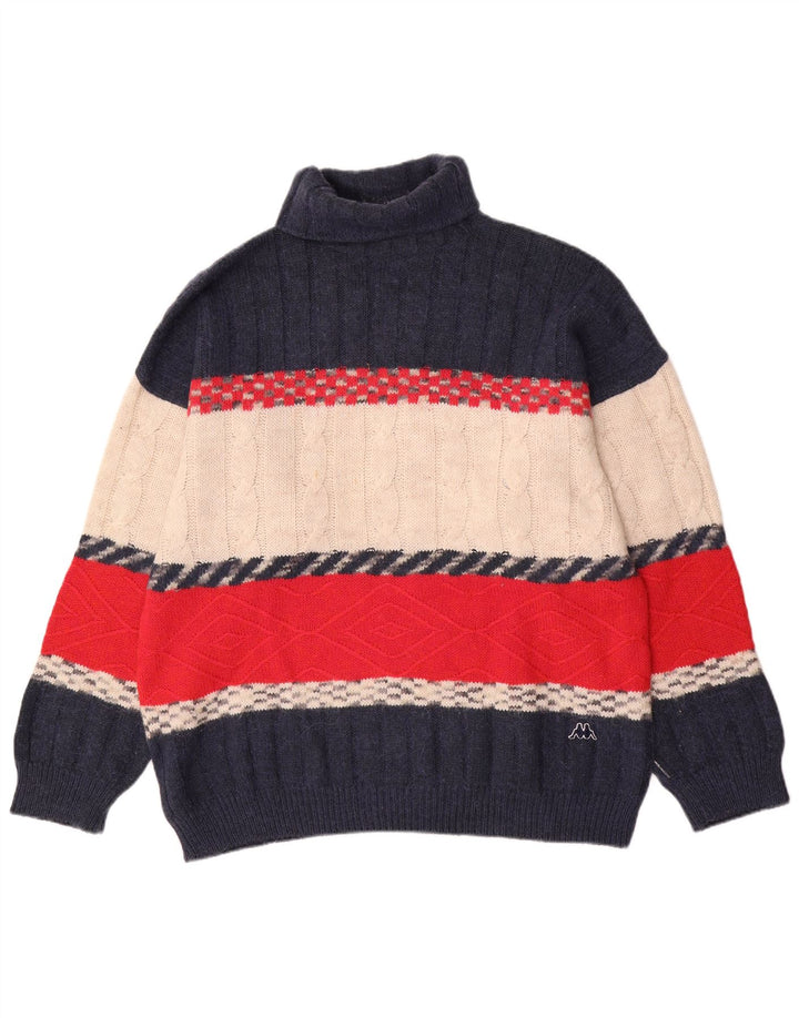 Kappa Herre Roll Neck Jumper Sweater XL Navy Blue Colourblock Uld