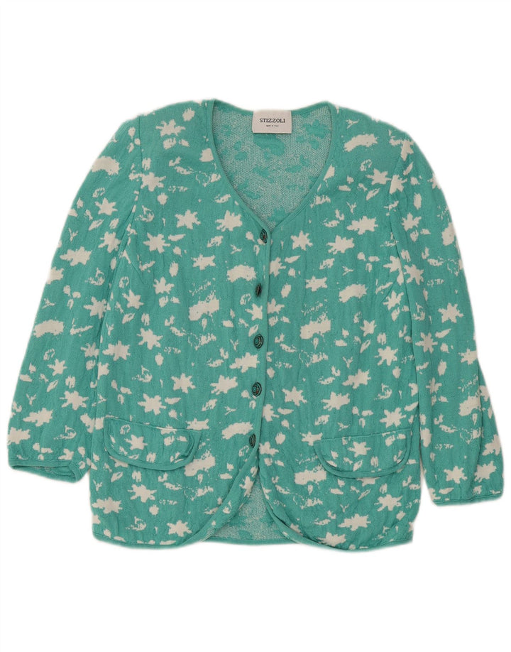 STIZZOLI kvinders abstrakt mønster cardigan sweater UK 16 Large Green