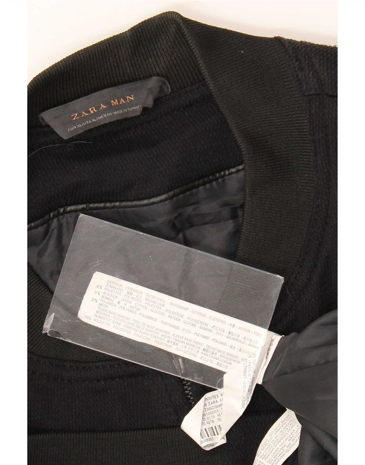 Zara Herre Bomber Jacket UK 42 XL Sort Polyester