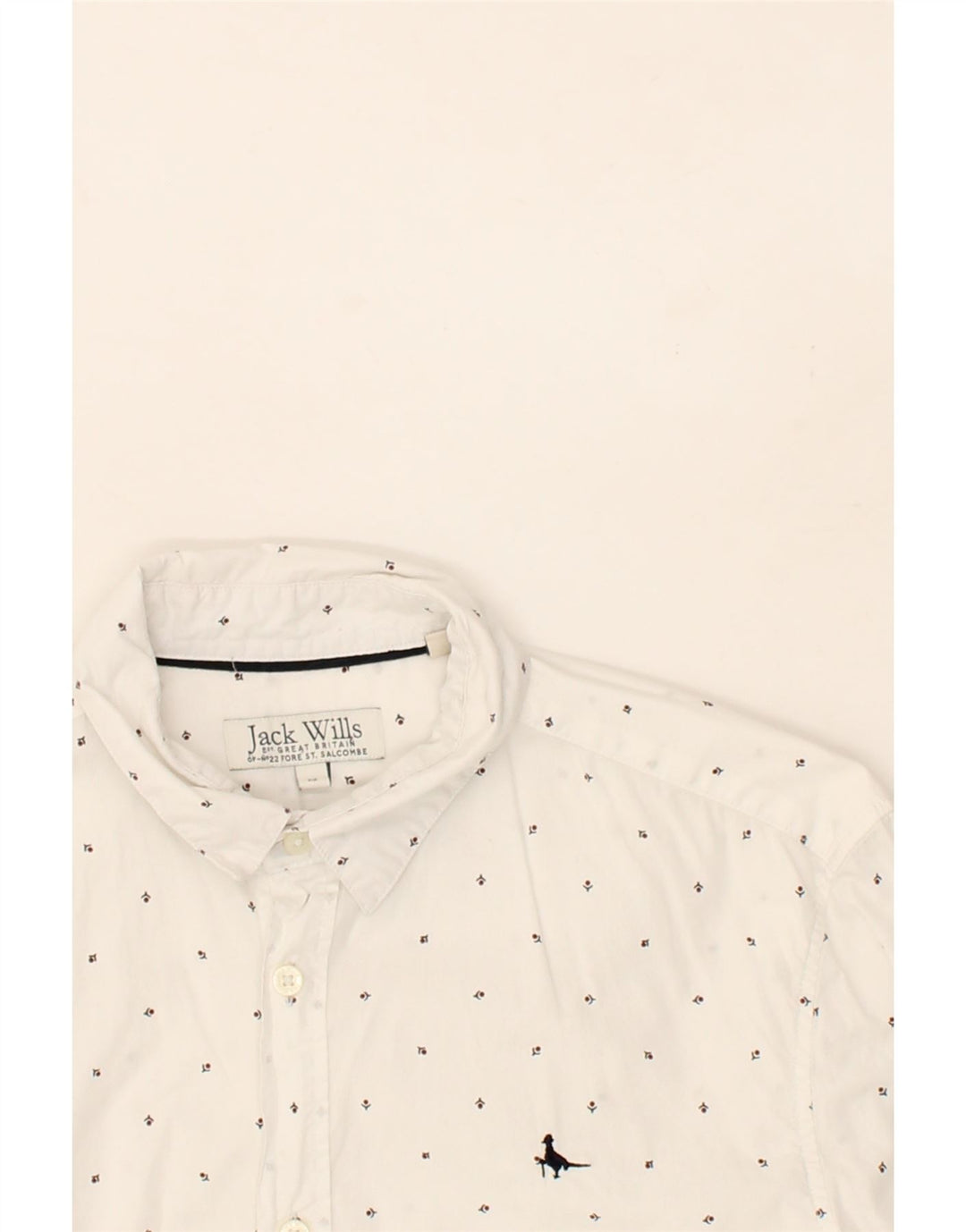 JACK WILLS Mens Abstract Pattern Shirt Medium White Cotton Vintage Jack Wills and Second-Hand Jack Wills from Messina Hembry 