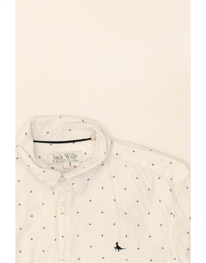 JACK WILLS Mens Abstract Pattern Shirt Medium White Cotton Vintage Jack Wills and Second-Hand Jack Wills from Messina Hembry 
