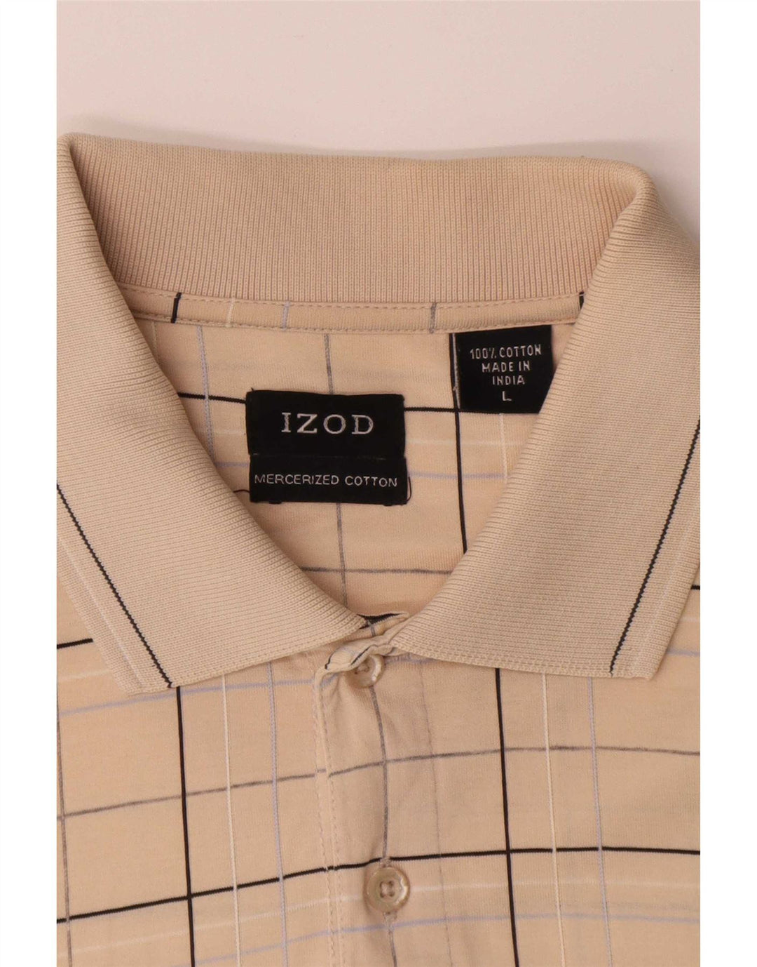 Izod herre poloshirt stor beige ternet bomuld