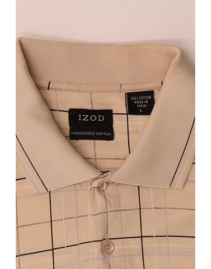 Izod herre poloshirt stor beige ternet bomuld
