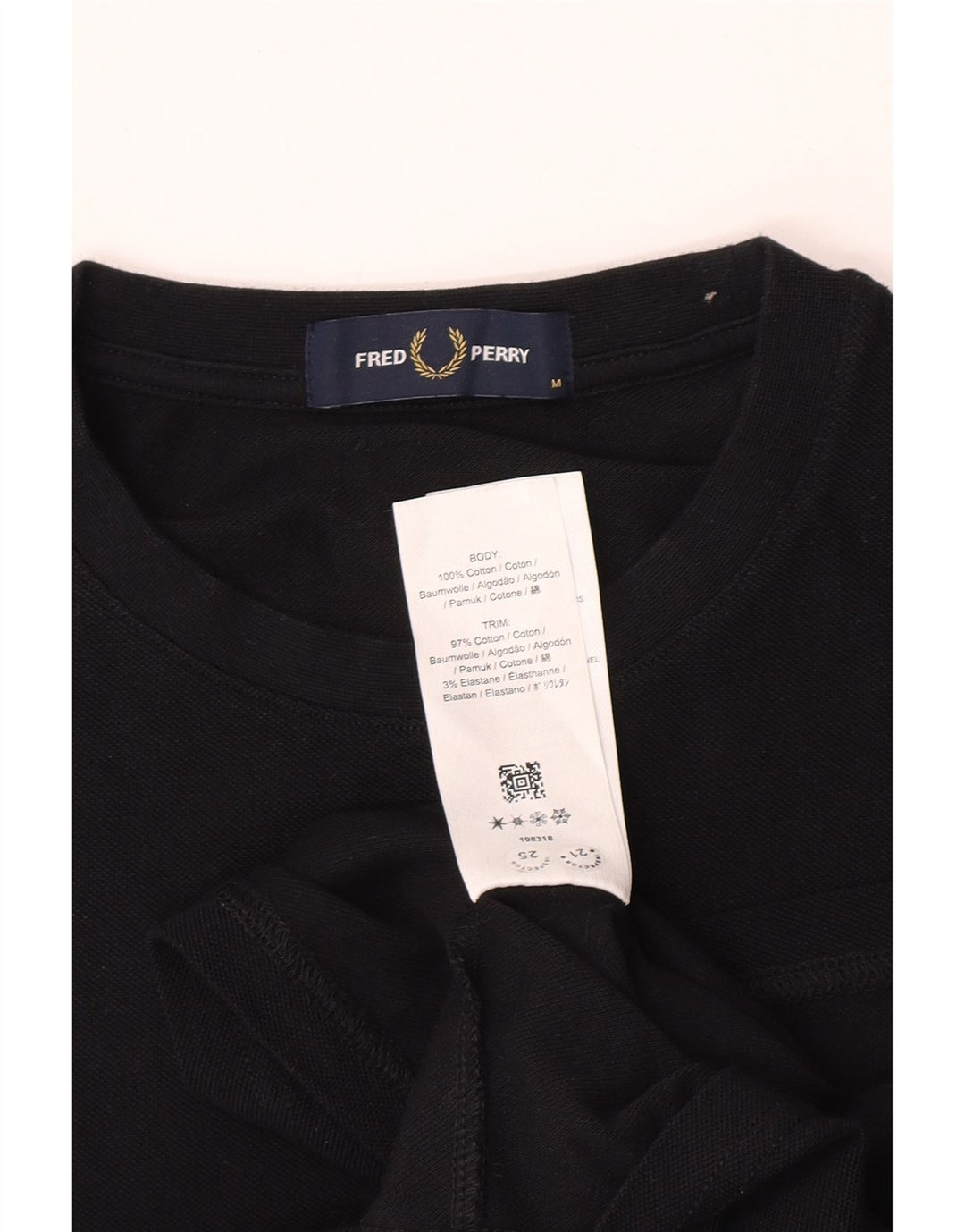 Fred Perry Herre T-shirt Top Medium Sort Colourblock Bomuld