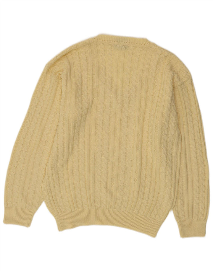 Vintage herre V-hals sweater Medium gul bomuld
