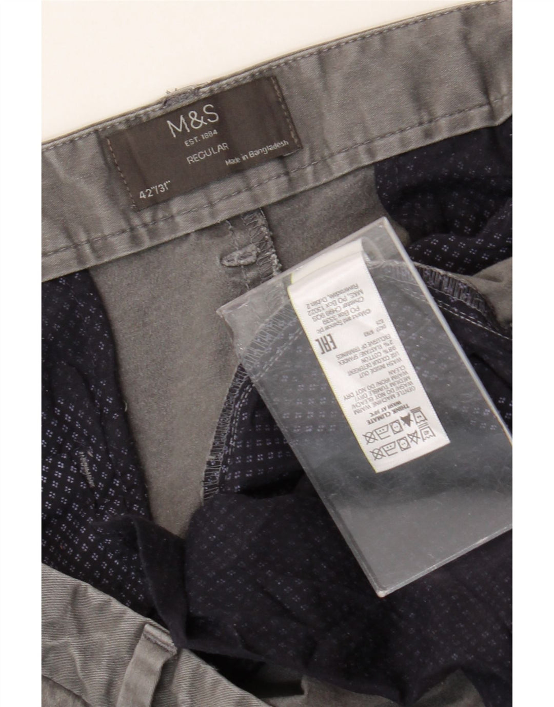 Marks & Spencer Herre Regular Fit Chinobukser W42 L31 Grå Bomuld