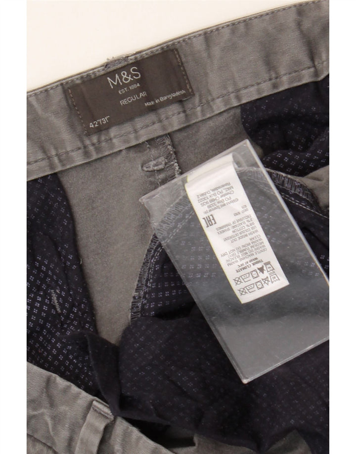 Marks & Spencer Herre Regular Fit Chinobukser W42 L31 Grå Bomuld