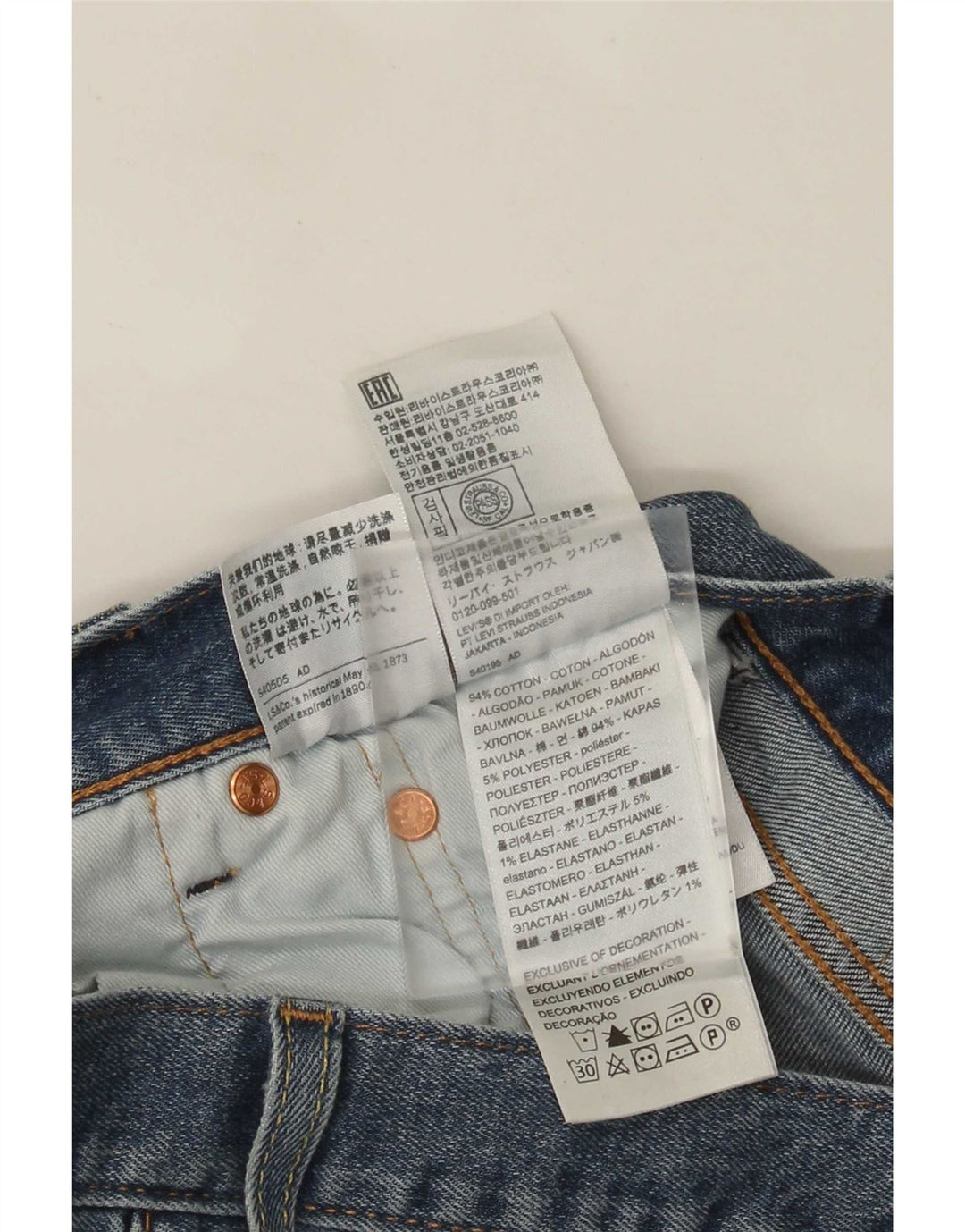 Levi's Herre 501 lige jeans W33 L32 blå bomuld