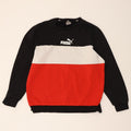PUMA Mens Graphic Sweatshirt Jumper Large Black Colourblock Cotton Vintage Puma and Second-Hand Puma from Messina Hembry 