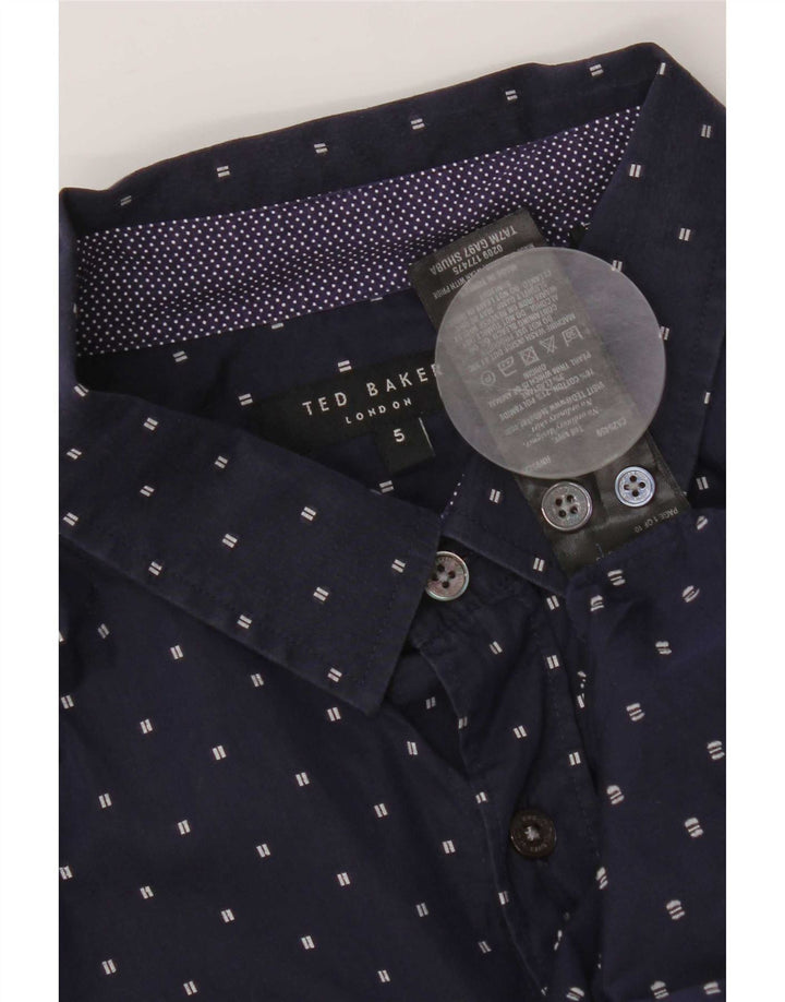 Ted Baker herreskjorte str. 5 XL Marineblå plettet bomuld