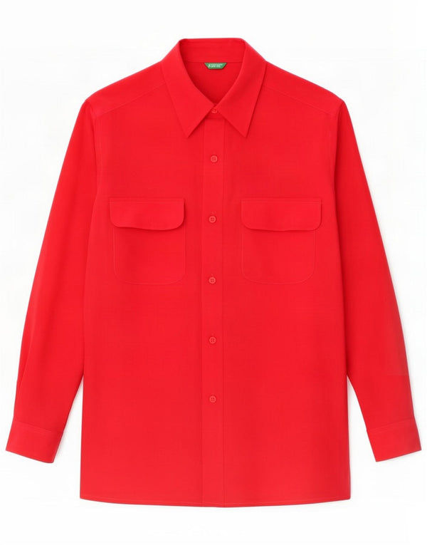 Benetton Womens Oversized skjortebluse UK 10 Small Red Silk