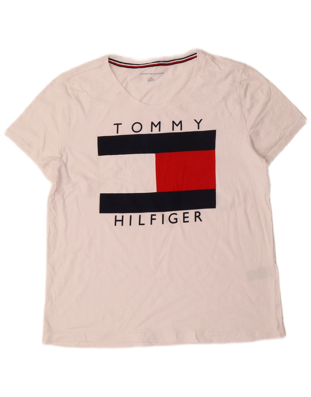 TOMMY HILFIGER Grafisk T-shirt top til kvinder DK 16 Stor hvid bomuld