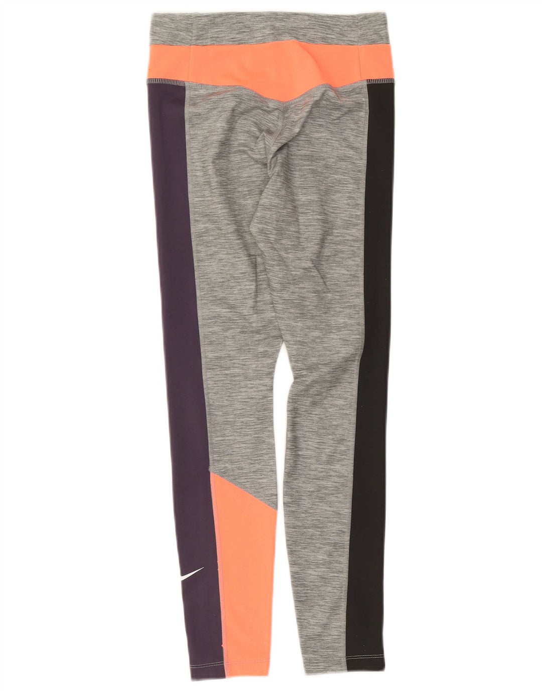 Nike Dame Dri Fit Leggings UK 10 Small Grey Colourblock Polyester