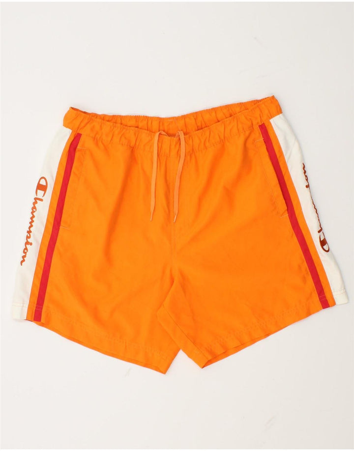 Champion Herre grafiske svømmeshorts Large Orange Colourblock Polyester