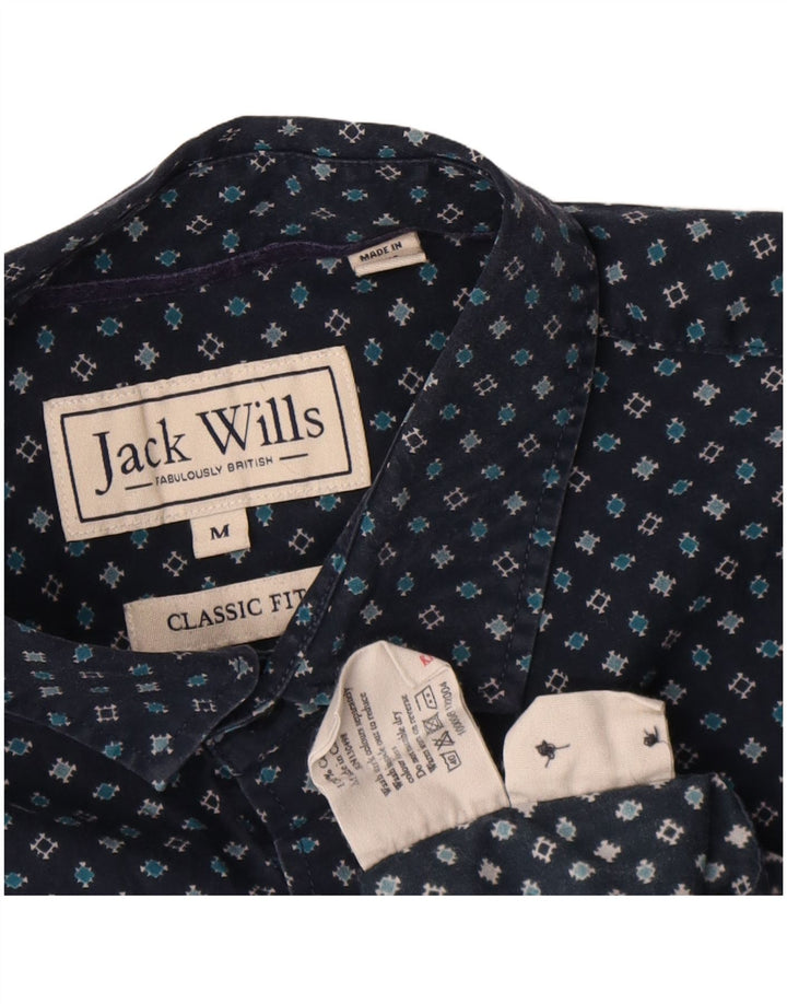 Jack Wills Herre Classic Fit skjorte Medium marineblå geometrisk bomuld