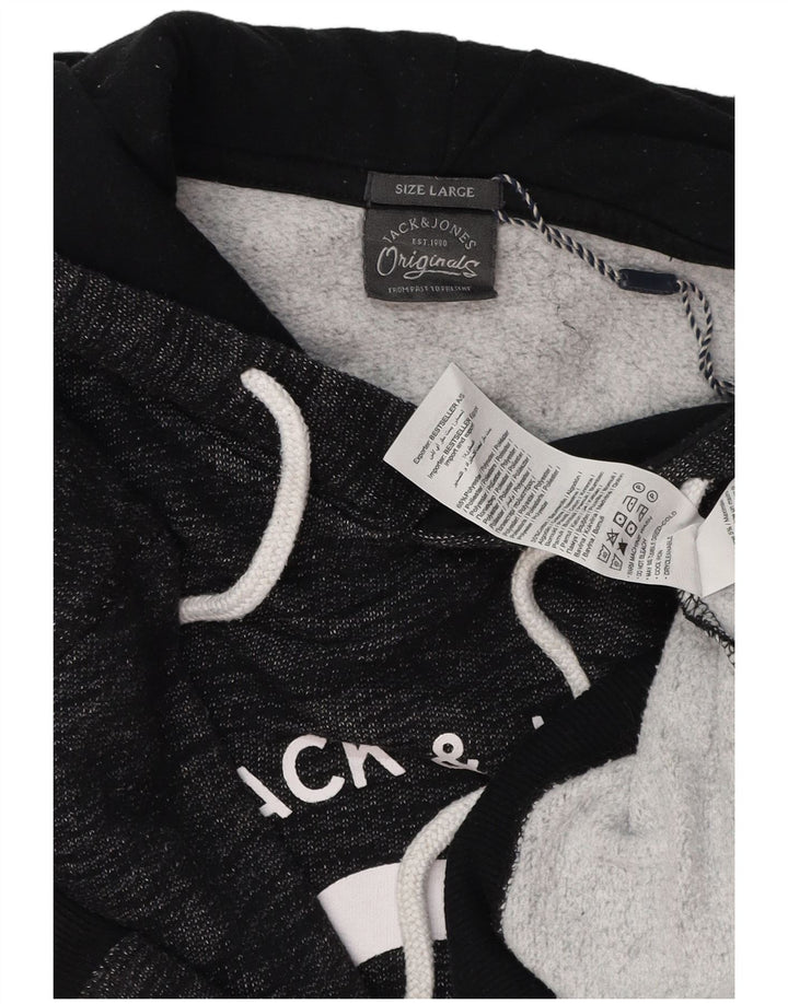 JACK & JONES Grafisk hættetrøje til mænd Large Grå Flecked Polyester
