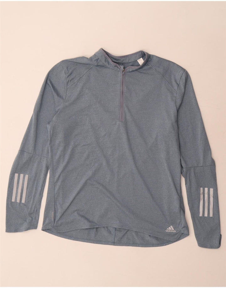 Adidas Dame Climalite Pullover med lynlås-hals Træningsdragt Top UK 20/22 XL Grå