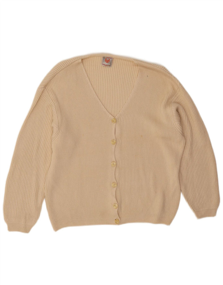 Stefanel Dame Oversized Cardigan Sweater UK 14 Medium Beige Viscose