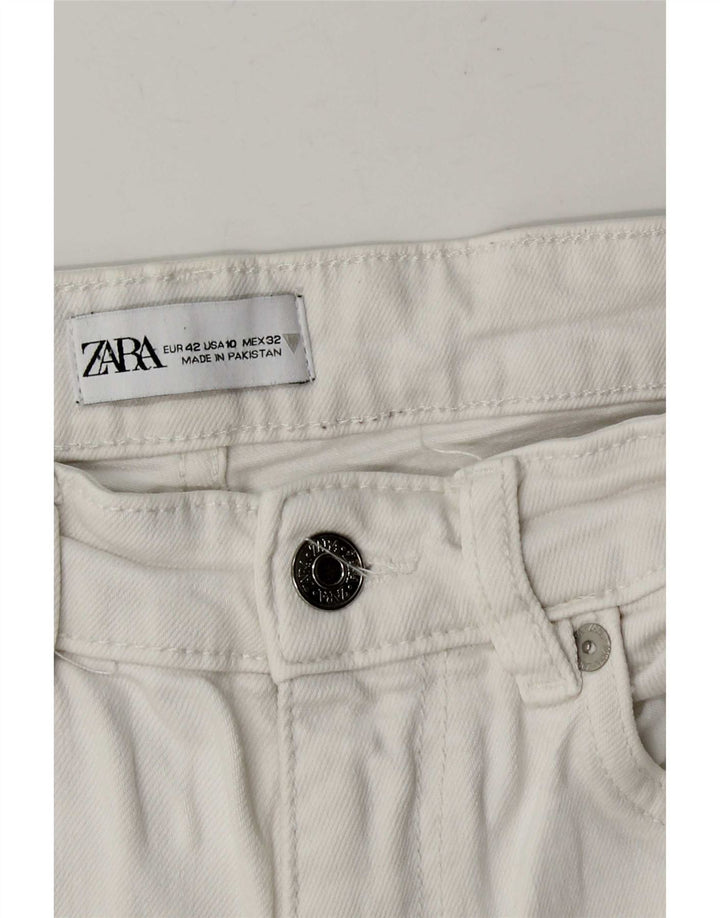 Zara Dame Straight Cropped Trousers Large W32 L25 White