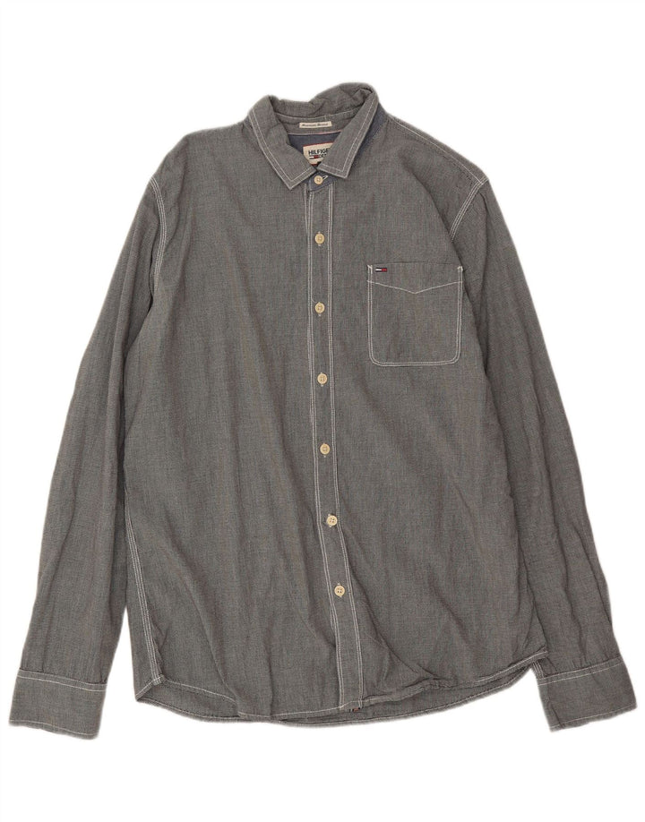 Tommy Hilfiger Herreskjorte XL Grå Houndstooth Bomuld