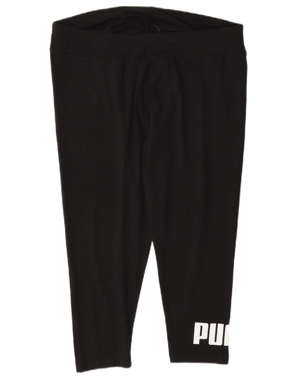 Puma Kvinders Grafiske Capri Leggings UK 18 XL Sort Bomuld