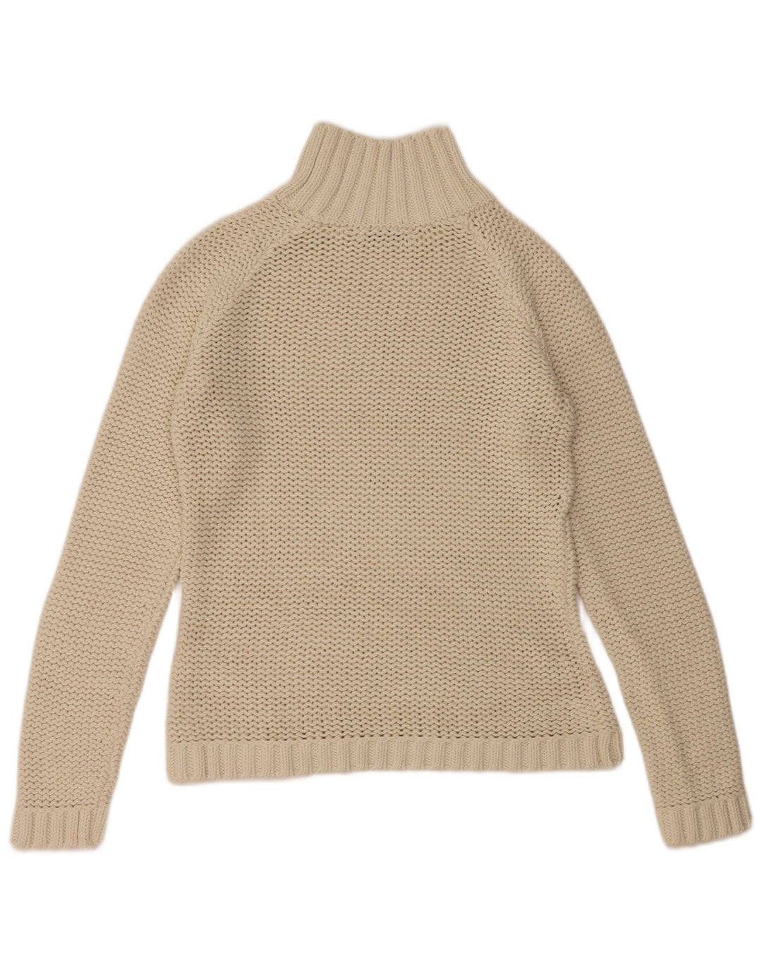 Eddie Bauer Dame Turtle Neck Jumper Sweater UK 8 Small Off White Bomuld