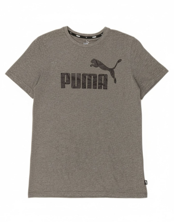 PUMA Boys Graphic T-Shirt Top 15-16 Years Grey Cotton