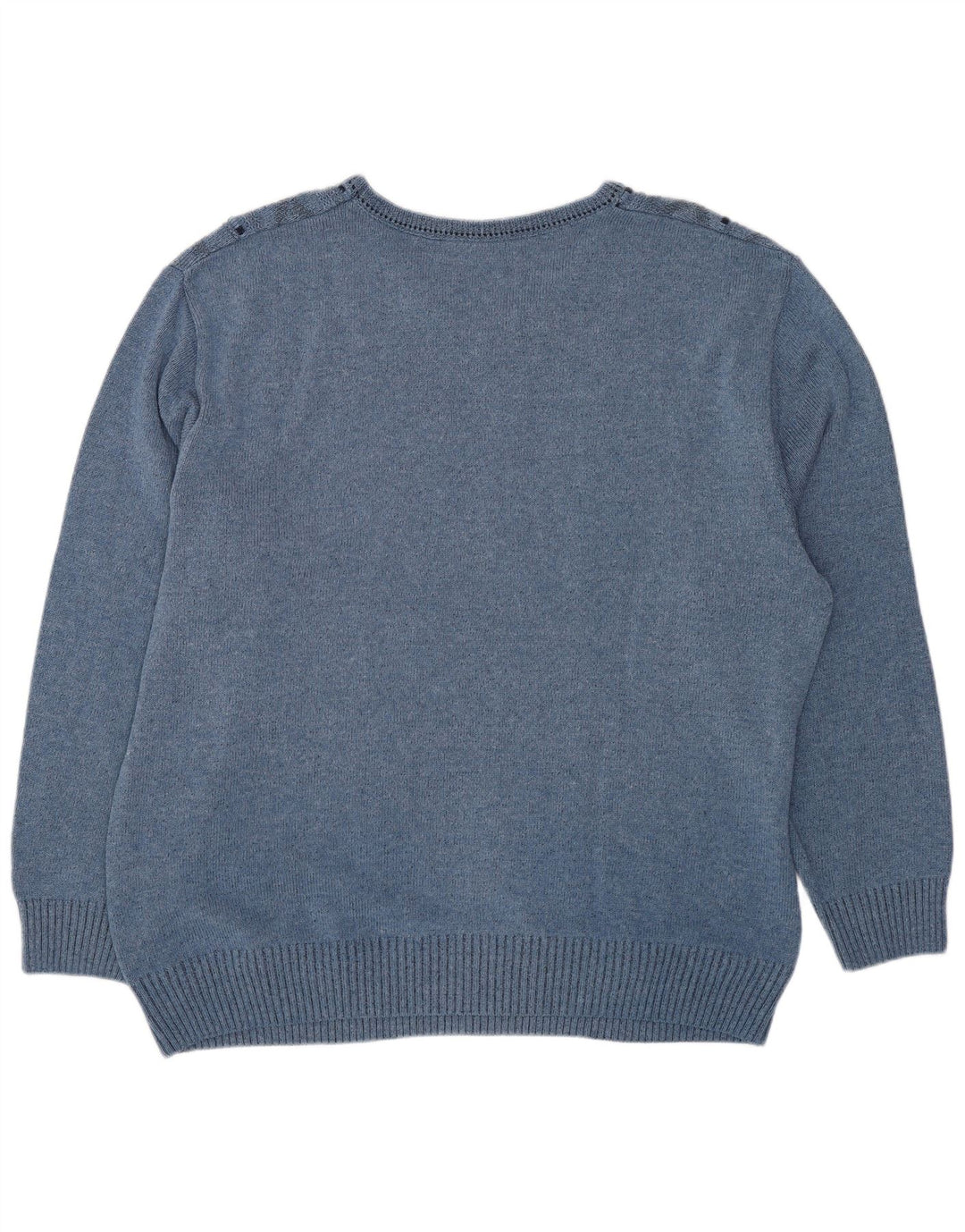 VINTAGE Herre V-hals sweater UK 44 XL Blå geometrisk bomuld