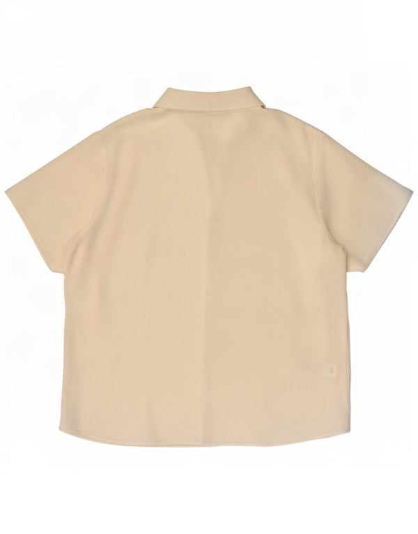 Marks & Spencer Kortærmet skjortebluse til kvinder UK 20 2XL Beige Floral