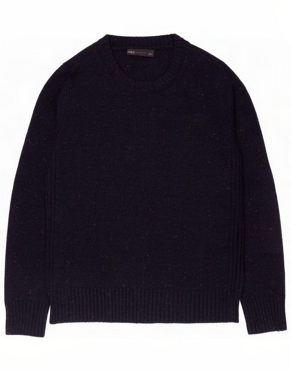 Marks & Spencer Womens Boat Neck Jumper Sweater UK 12 Medium Navy Blue