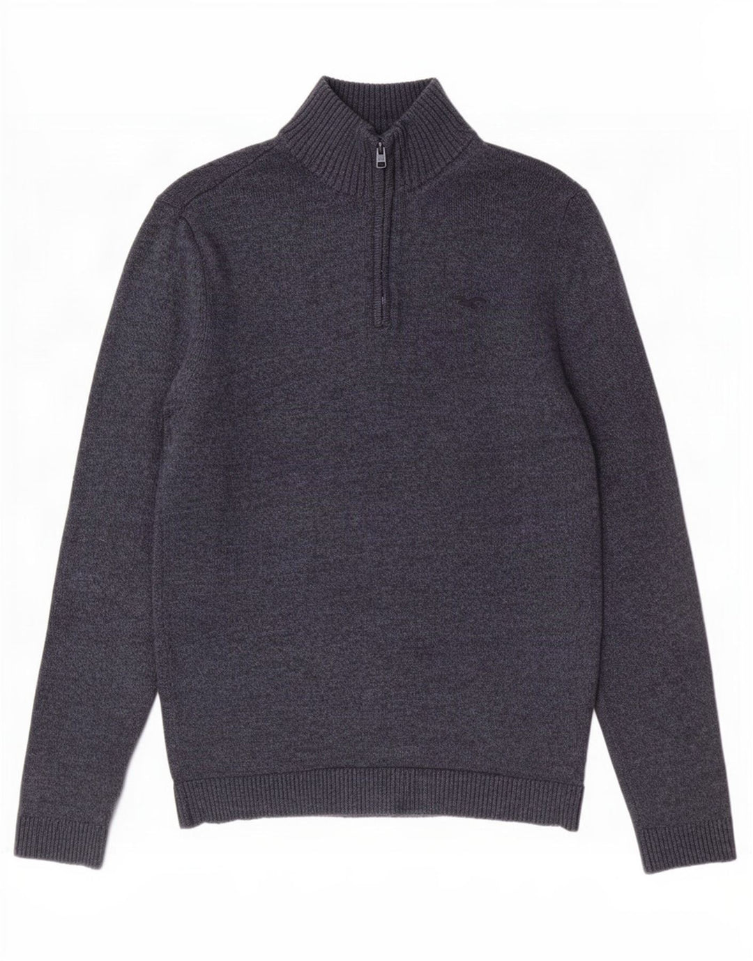 Hollister Herre Zip Neck Jumper Sweater Medium Navy Blue Bomuld