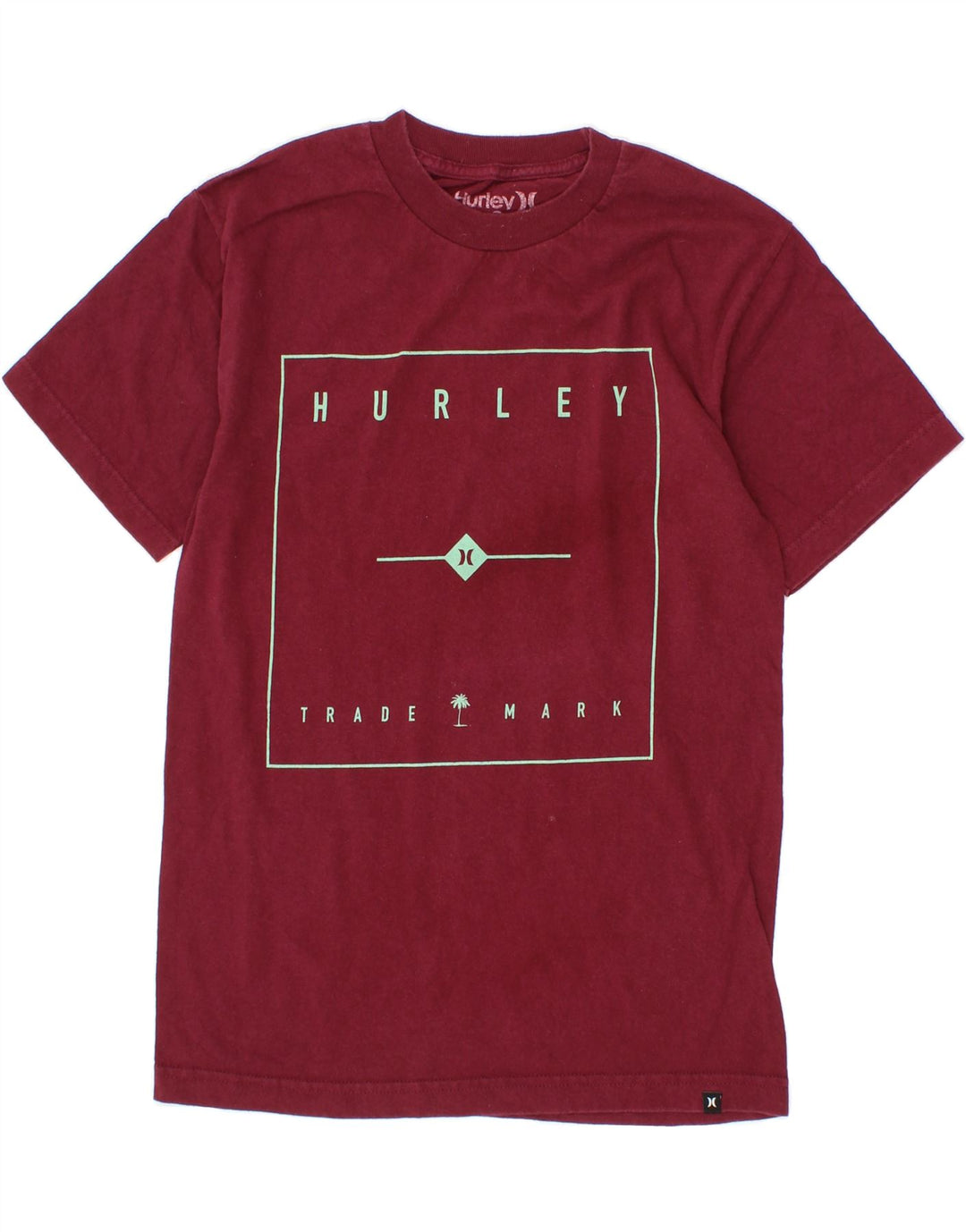 HURLEY Mens Graphic T-Shirt Top Small Maroon Vintage Hurley and Second-Hand Hurley from Messina Hembry 