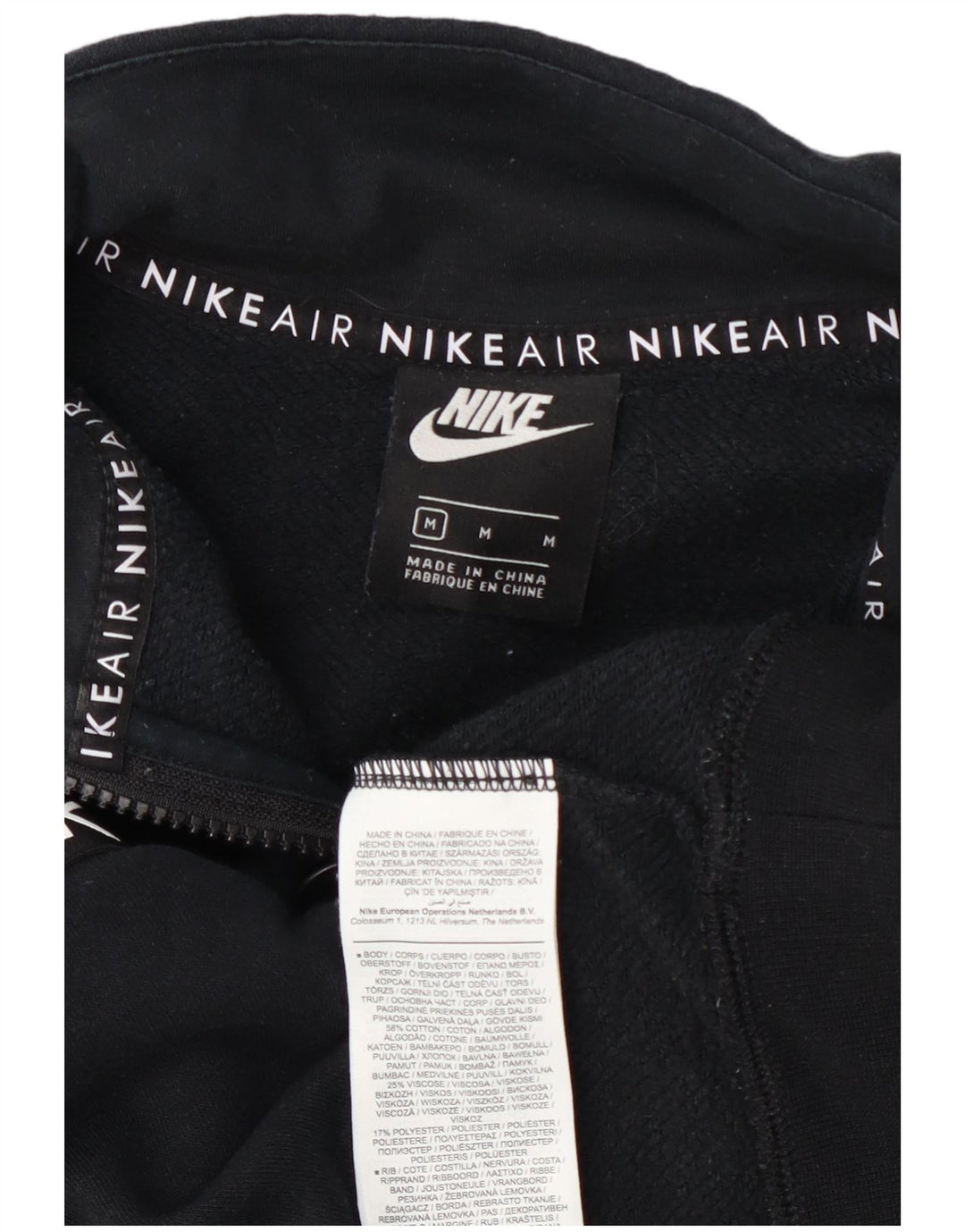 Nike Dame Crop Grafisk Zip Neck Sweatshirt Jumper UK 14 Medium Navy Blue