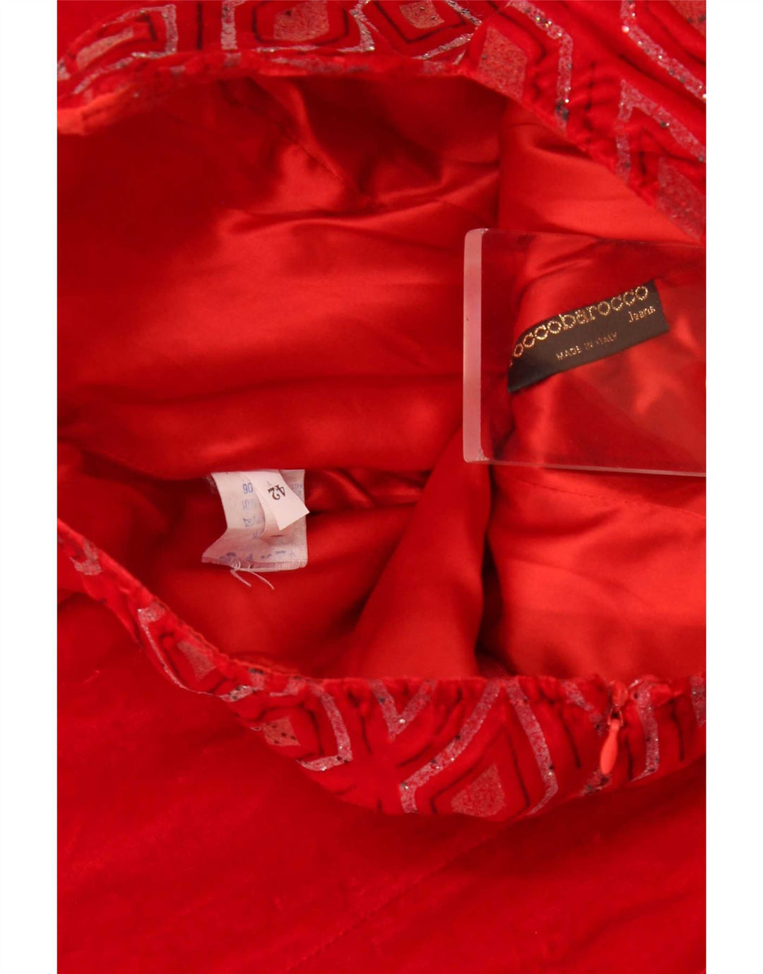 Roccobarocco Dame Stropløs Kjole IT 42 Medium Rød Argyle/Diamond Viscose