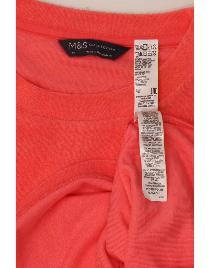 Marks & Spencer Dame T-Shirt Top UK 14 Stor Pink Bomuld