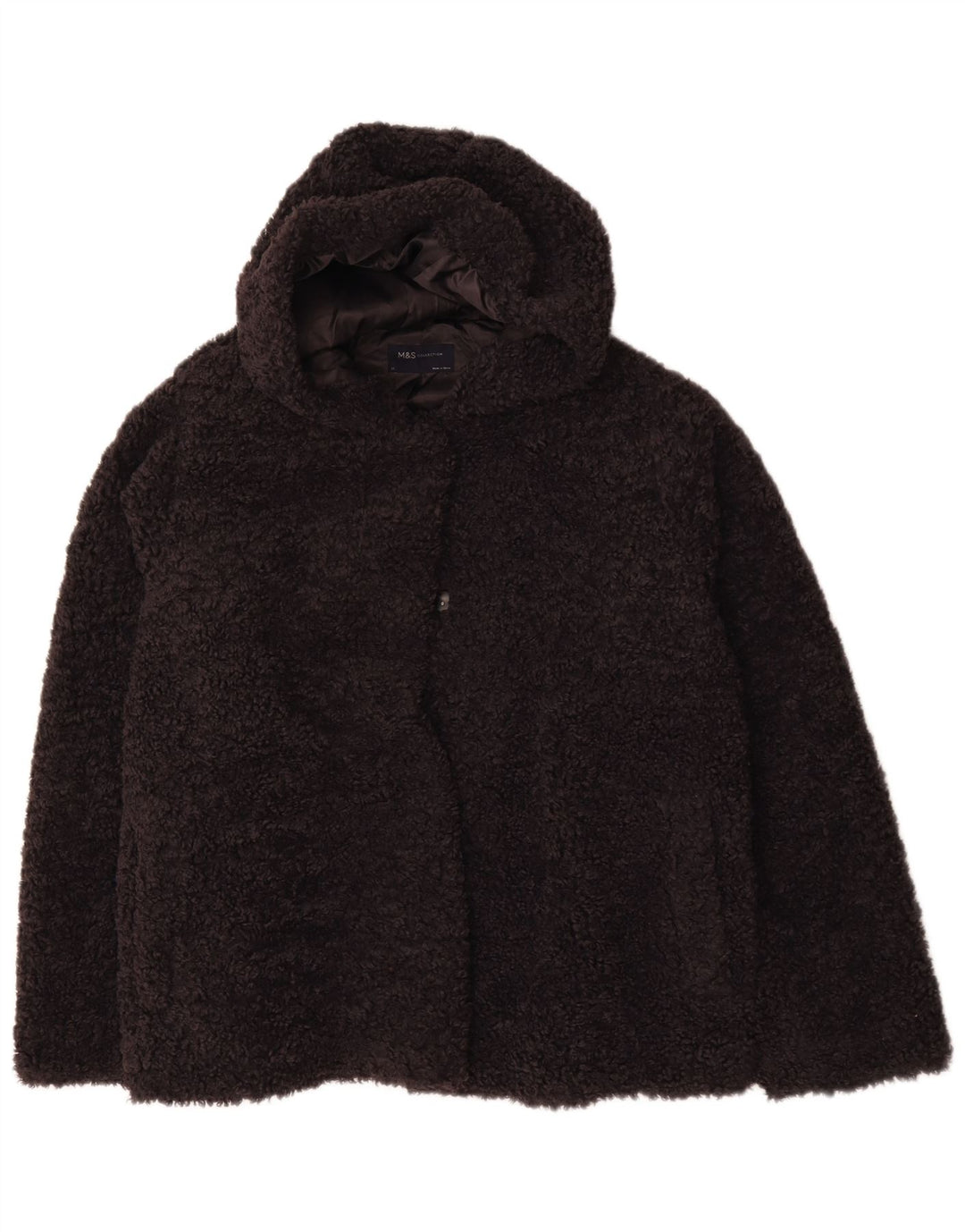 Marks & Spencer dame fleecejakke med hætte UK 22 3XL marineblå polyester