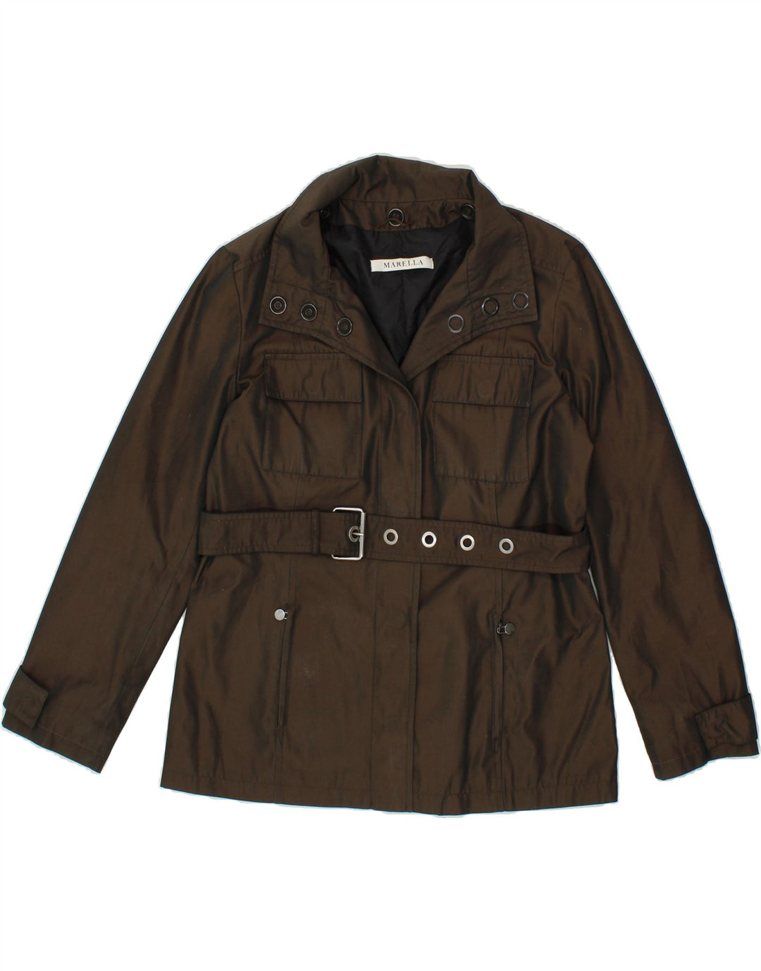MARELLA Womens Utility Jacket UK 14 Large Brown Polyester Vintage Marella and Second-Hand Marella from Messina Hembry 