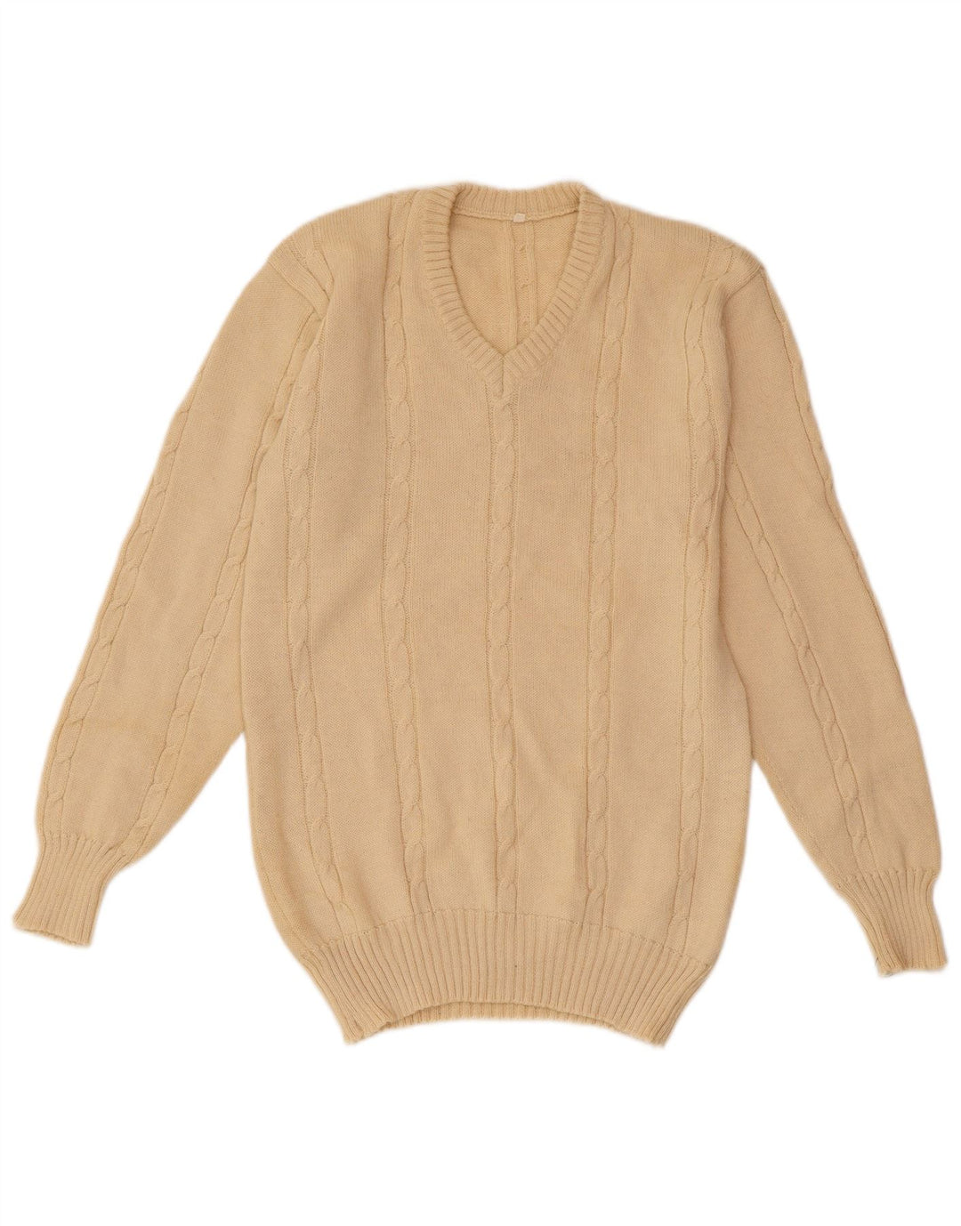 Vintage herre V-hals sweater XS Beige