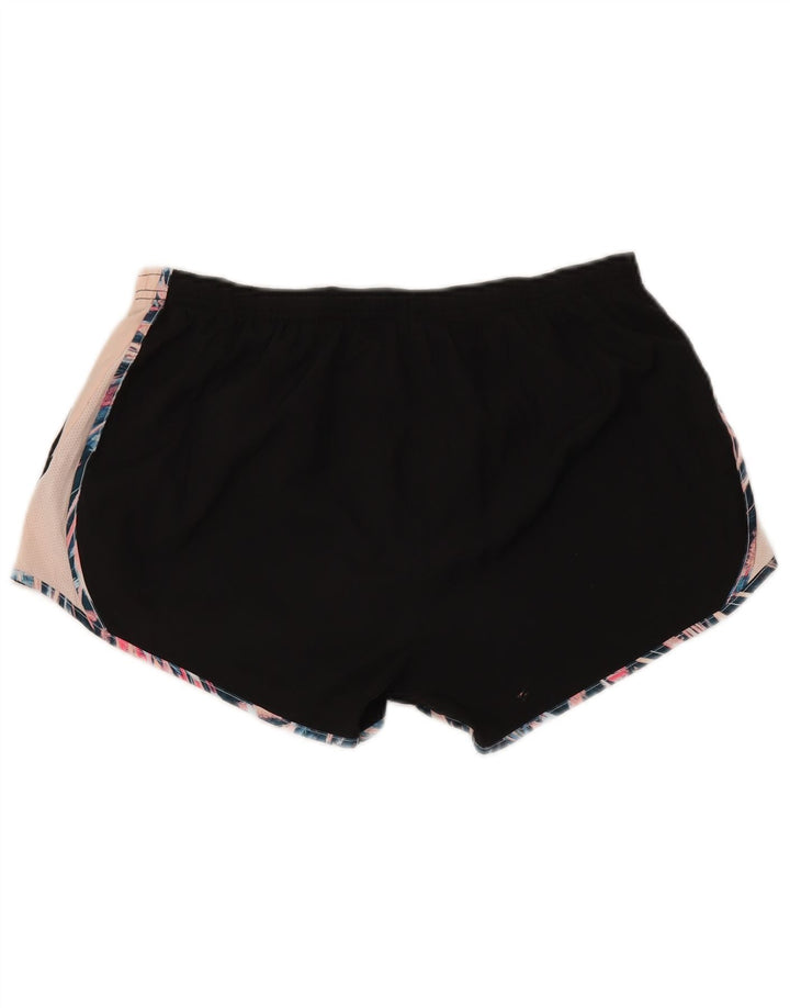 Nike Dame Dri Fit Sports Shorts UK 14 Large Black Colourblock Polyester