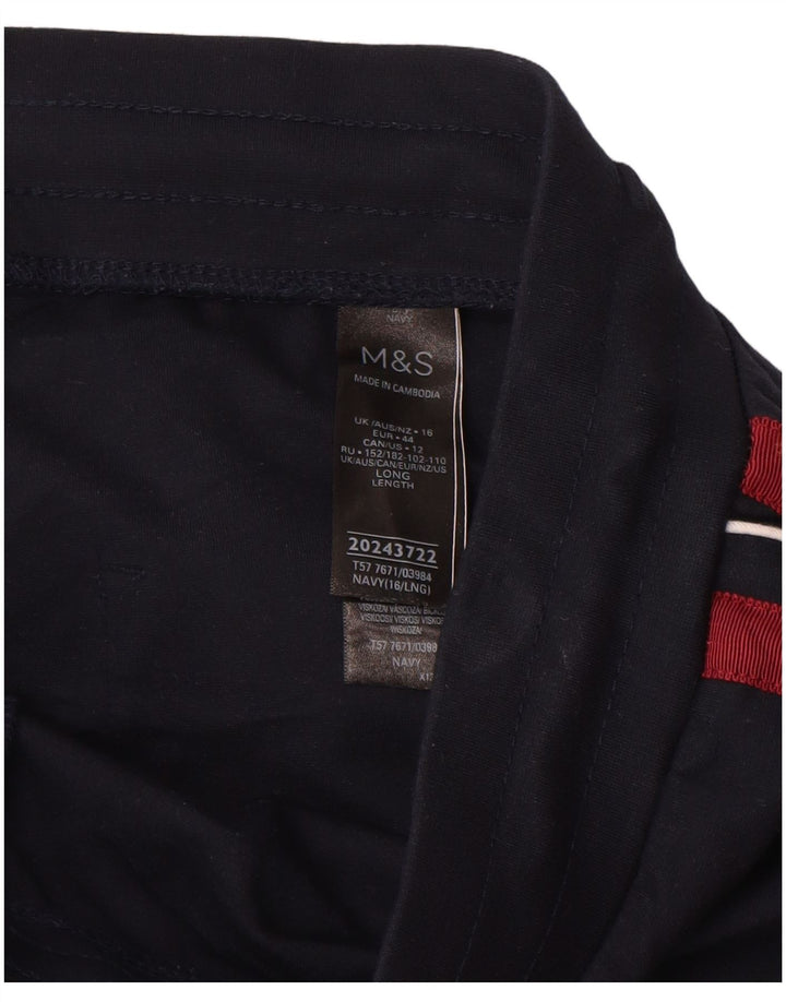 MARKS & SPENCER Træningsdragtsbukser til kvinder UK 16 Large Navy Blue Viscose