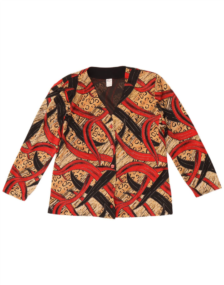 Vintage kvinders abstrakt mønster skjorte bluse UK 14 Large Multicolor