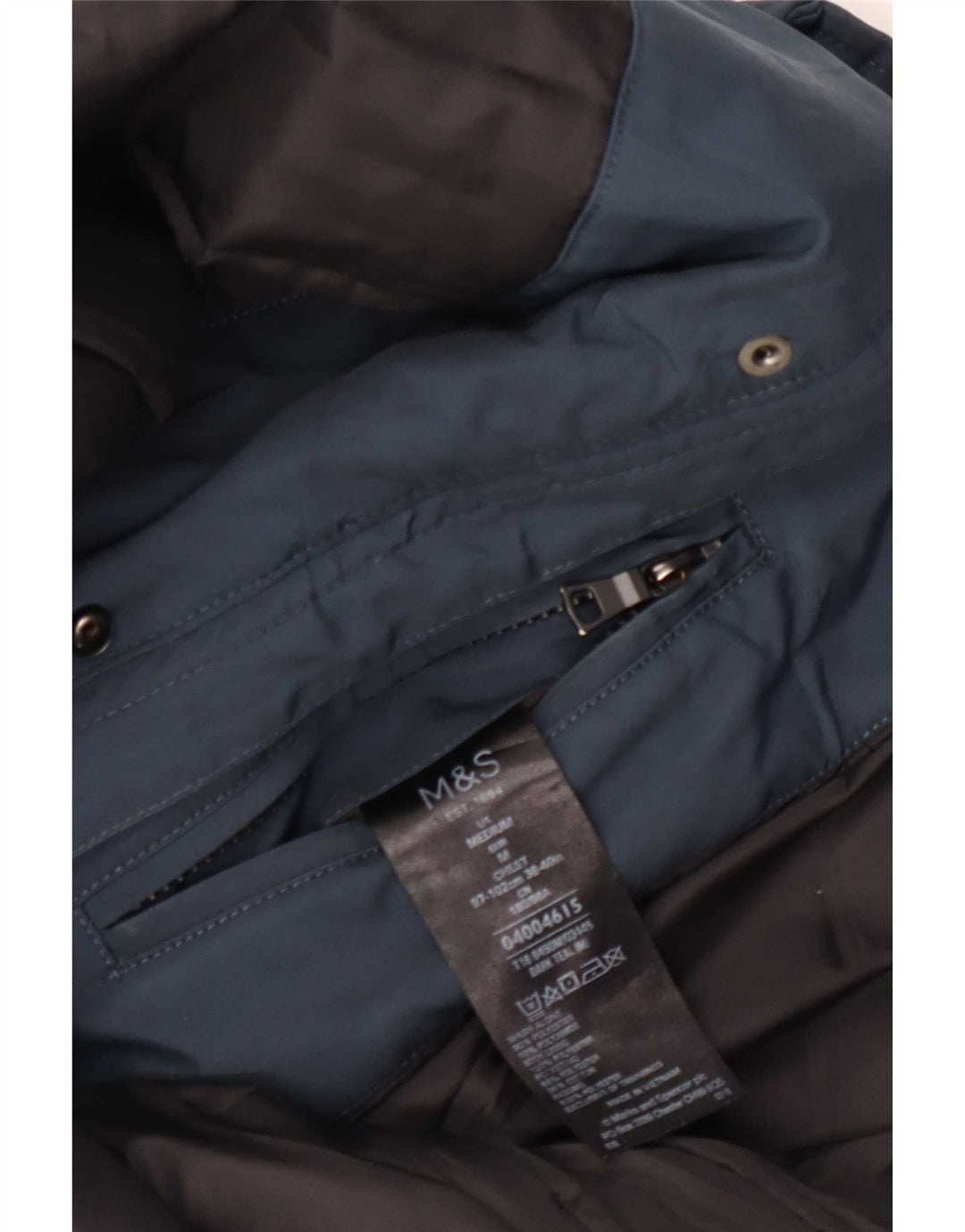 Marks & Spencer Herre Hættevindjakke UK 38 Medium Blue Polyester