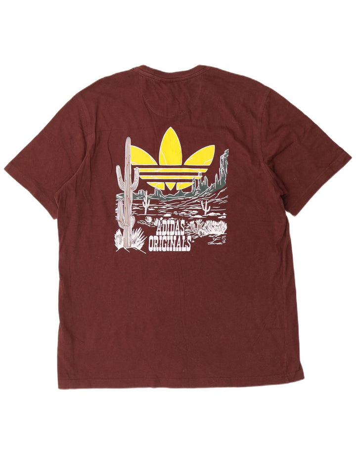 Adidas Grafisk T-shirt top til mænd, stor brun bomuld
