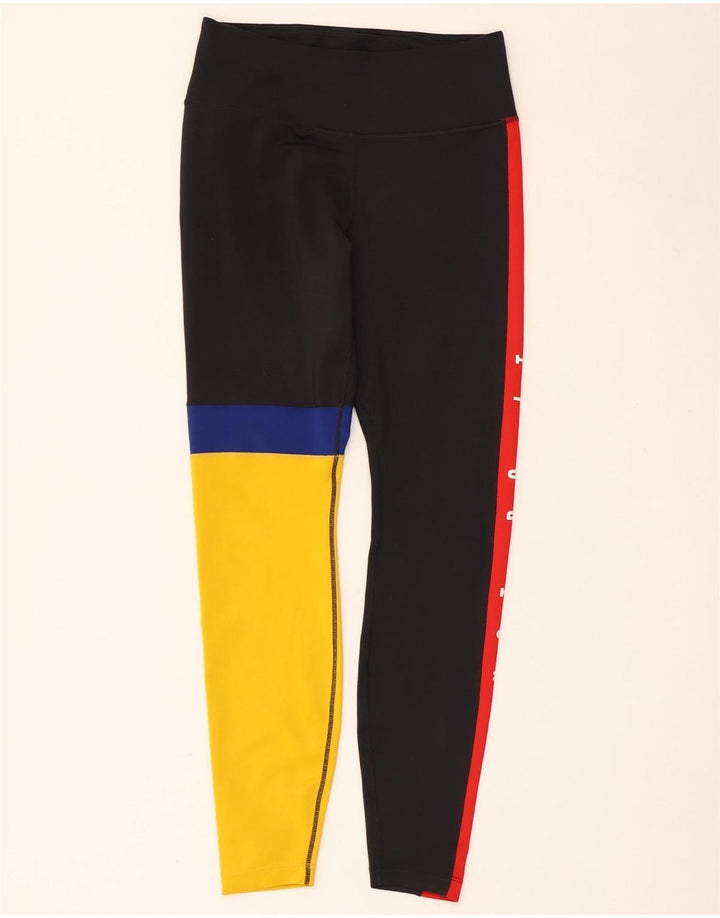 Nike Dame Dri Fit Grafiske Leggings UK 10 Small Black Colourblock